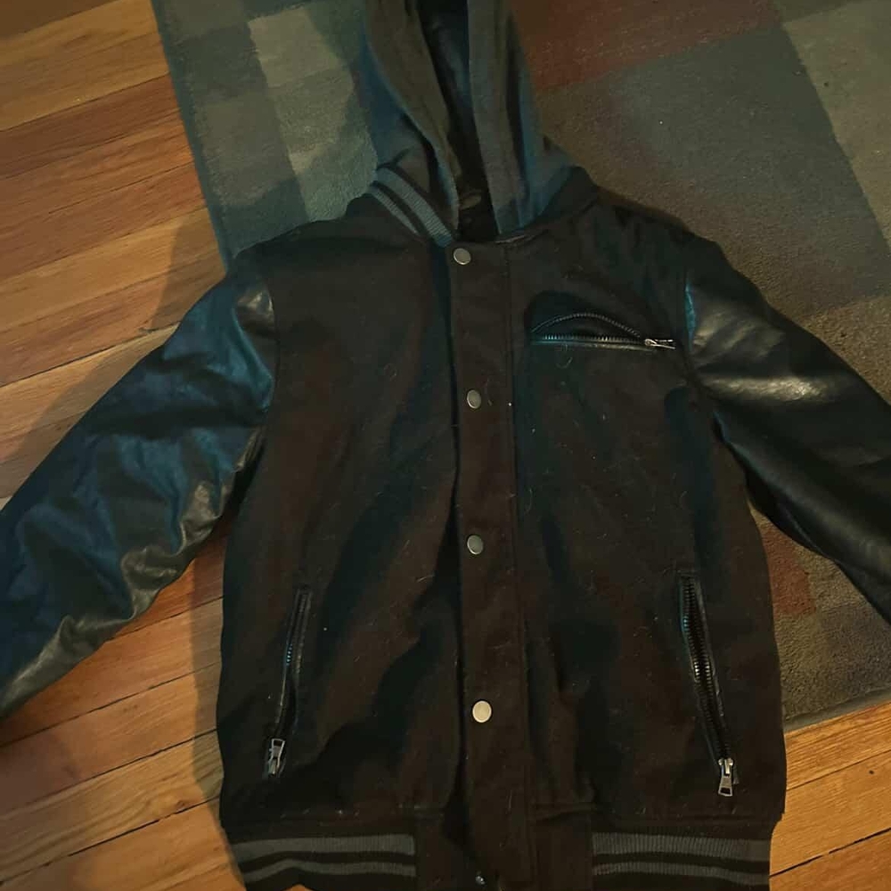 Black Varsity Bomber Jacket Size L